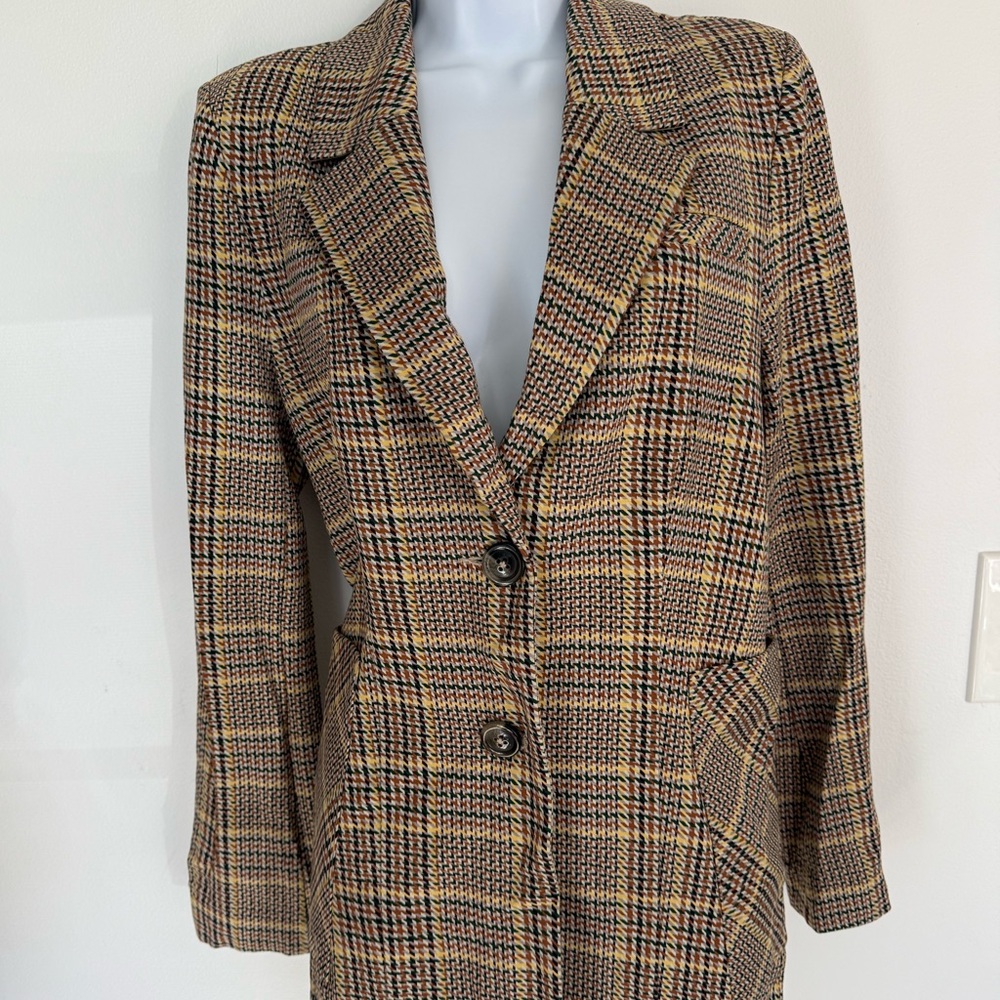 CAbi Tan Plaid Women's Blazer